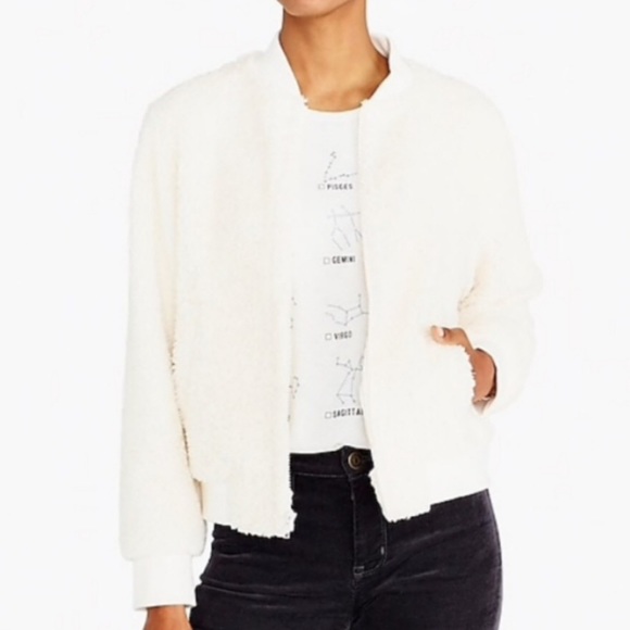 J Crew cream teddy zip up jacket - Picture 2 of 8